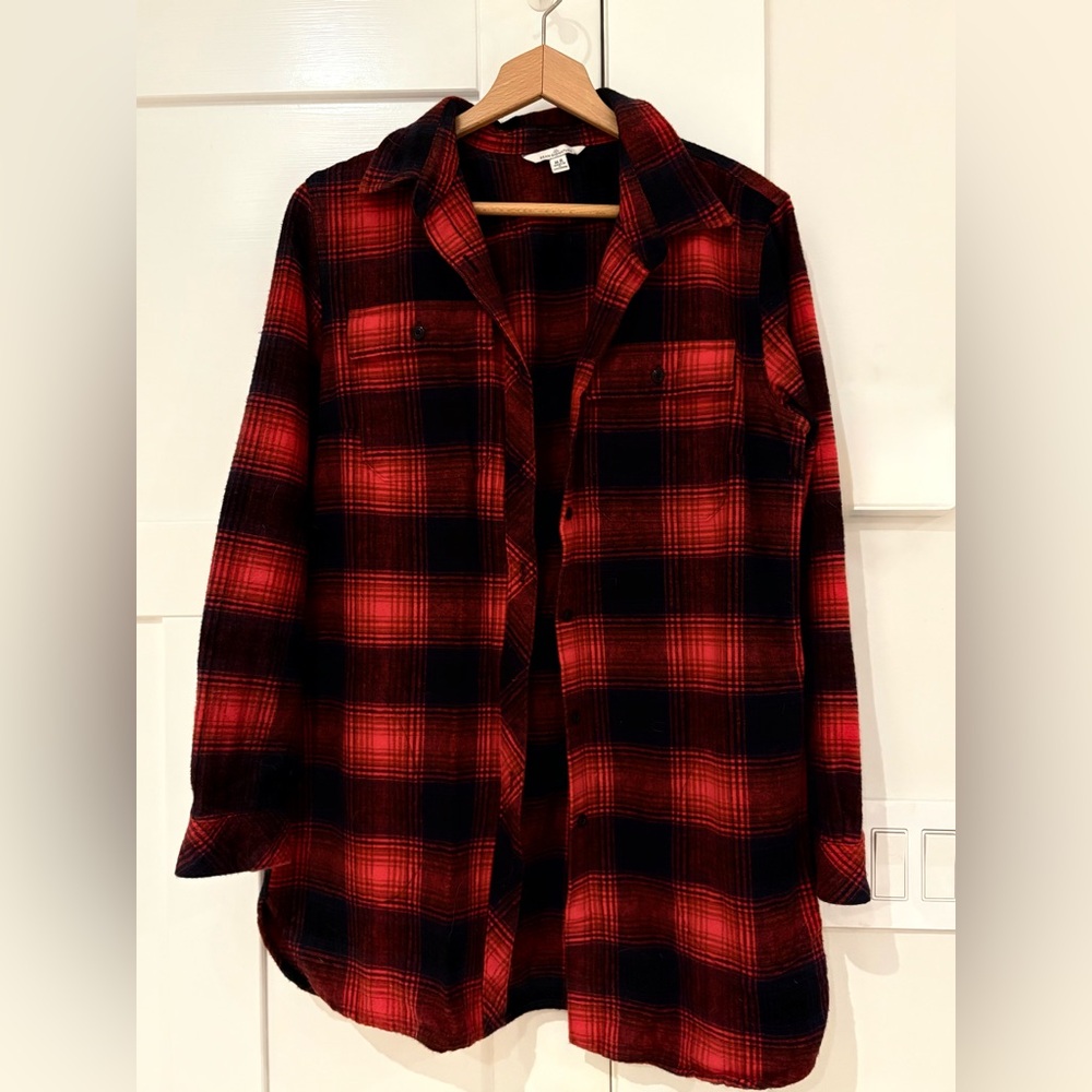 L.L. Bean Red and Black Plaid Shirt